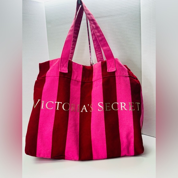 Victoria's Secret 2-Tone Pink Vintage Beach Bag Canvas Tote - Picture 6 of 6
